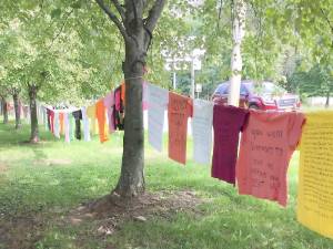 The Clothesline Project display at the Orange County Government Center in Goshen last year. File photo.