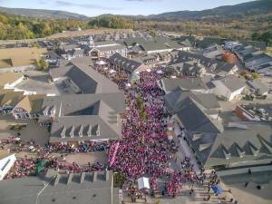 This photo shows the crowd at Woodbury Common Premium Outlets in Central Valley during a recent American Cancer Society Making Strides Against Breast Cancer walk.