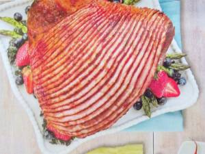 A glazed spiral ham.