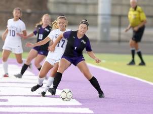 This file photo by William Dimmit is from a non-league varsity soccer game between Monroe-Woodbury and Warwick Valley in October 2019. Gov. Andrew M. Cuomo announced this week that lower-risk, school-sponsored sports - tennis, soccer, cross country, field hockey and swimming - may begin to practice and play beginning Sept. 21.