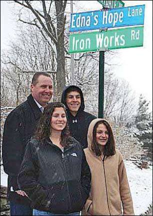 Iron Works Road given the additional name: 'Edna's Hope Lane'