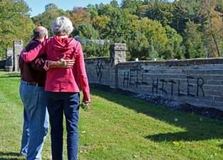 File photo by Erika Norton Ellen and Jerry Sander visited the Temple Beth Shalom cemetery in Warwick, which was vandalized with anti-Semitic graffiti in October 2016.