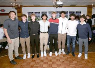 Crusader Seniors (L-R) Alex Exarchakis, Griffin King, Trevor Lagarde, Logan Yamamoto, Aaron Deskin, Richard Hudson, Melvin Flores Rivas and Adam Metwally