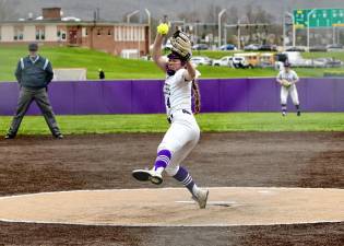 Crusader pitcher Val Petersen struck out 10 Middies in the game.