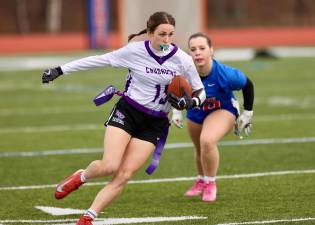 #15, Kate Allen scored 15 touchdowns while recording 859 yards receiving this season.