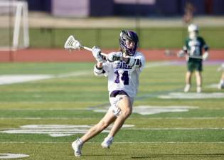 Carson Pesce scored three goals in the teams loss to Minisink on April 14, 2023.