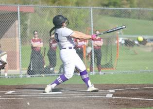 Cori Exarchakis #23, hits a double in the first inning to drive in 2