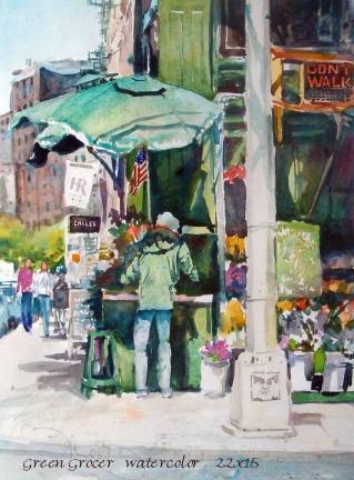 Provided image Among the featured works at the North East Watercolor Society 2012 Members&iacute; Show, which opens Saturday, Feb. 11, in the Orange Hall galleries on the campus of SUNY Orange, will be this painting by Mark deMos entitled "Green Grocer."