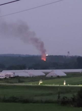 Flames visible from Meadow Ave. in Chester, N.Y. Photo provided by Valerie Mellinger