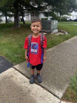 Gianluca heads off to Kindergarten.