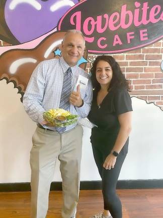 Monroe Town Supervisor Tony Cardone with Lovebites Cafe owner Christine Scancarello. Photos by Town of Monroe.