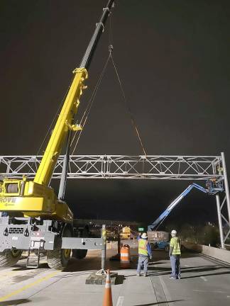 Night work at the Woodbury Interchange.