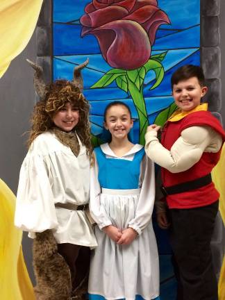 Photo provided by Carole Spendley The North Main Elementary Drama Club will present Disney&#xfe;&#xc4;&#xf4;s &quot;Beauty and The Beast Jr.&quot; at Central Valley Elementary School on Saturday, Feb. 11, at 7 p.m., and on Sunday, Feb. 12, at 2 p.m. Pictured from left to right are cast members David Lanuti, Charlotte Scanlon and Rory Nowosielski.