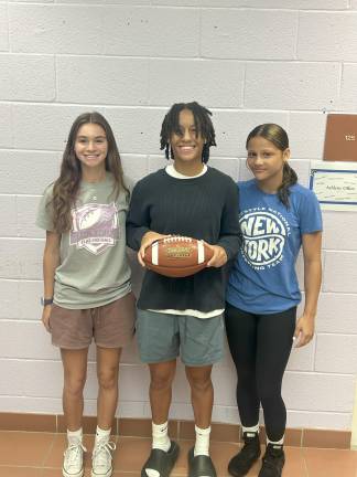 Monroe-Woodbury athletes Natalie Beers, Kaitlyn Aybar and Gail Sullivan. (Photo by Bryan Wilson)