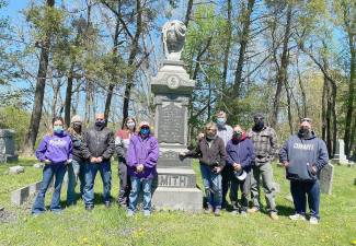 On Saturday, May 1, volunteer groups led by Kate Luciani and Sheryl Abernethy, participated in a training session offered by Dale and Tina Utter from the New York State Archaeological Association Central New York State Cemetery Network. The training focused on gravestone restoration and acceptable techniques for gravestone care. A special thank you to We Are Woodbury for coordinating this training and to all of the volunteers who so generously offer their time and efforts for the beautification of local gravesites. Provided photo.