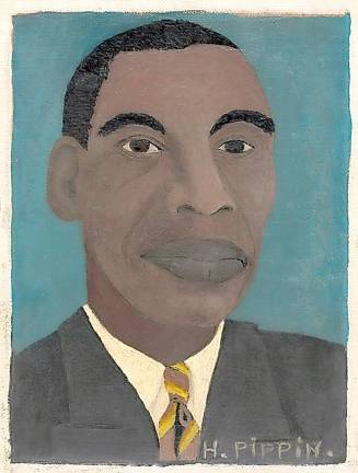 Artist Horace Pippin, who lived in Goshen, had his artwork featured in the Metropolitan Museum of Art in New York City. Pippin grew up drawing pictures of scenes from Goshen’s Historic Track. He died in 1946 at age 58. This is one of his self-portraits.