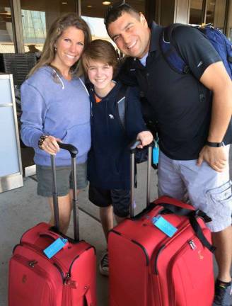 Teresa and Michael Lanuti with their son Jeremy at Newark Airport on Monday as he left for Boise, Idaho, on the first leg of his six month tour in &quot;The Sound of Music.&quot;
