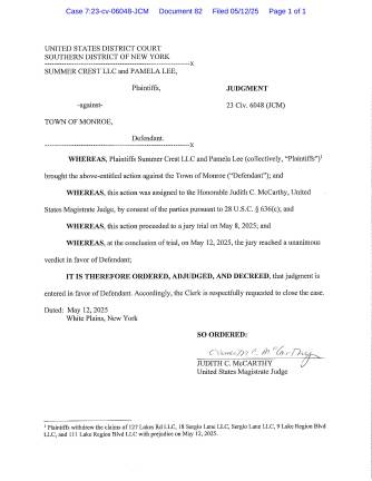 Town not liable for damages