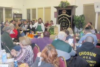 Rabbi Mendy Margolin of Brooklyn, aka “the Pickle Rabbi,” at a previous pickle workshop at Chabad in Chester. He returns this year on Sunday evening, Feb. 9.
