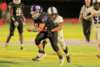 Matteo Severo drags a Middie defender down the field late in the gam