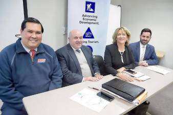 Pictured from left to right are: 17-Forward-86 coalition members Daniel Ortega, community affairs, Engineers Labor-Employer Cooperative 825; Michael Fleischer, president, Strategic Public Affairs NY Ltd.; Maureen Halahan, CEO, Orange County Partnership; and Michael Lawler, partner, Checkmate Strategies.