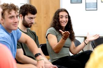 Students from Mount Saint Mary College’s Enhanced Online MBA program attend the opening in-person class for the new semester.