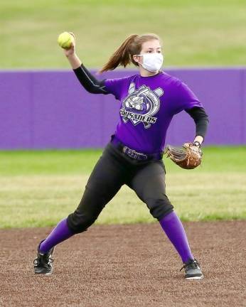 Anna Paravati shows off a big arm at shortstop.