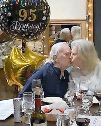 Marty with his wife of 63 years, Belle Rosmarin, at his 95th birthday celebration.