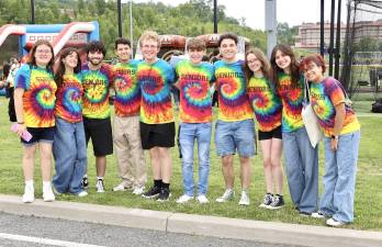 M-W Class of 2025 show off their tie dye shirts during the Senior Picnic on June 16.