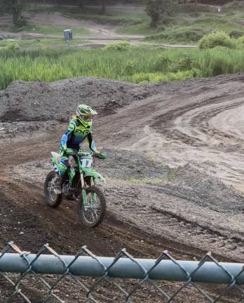 West Milford’s Ella Hammett rides her dirt bike. (Photo provided)