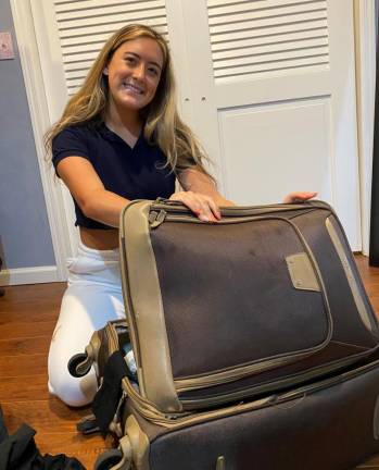 Isabella Sergent packing for her virtual semester out in California (photo provided).