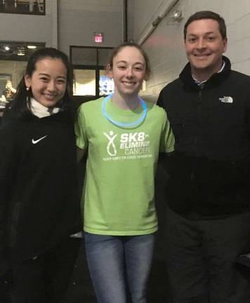 Provided photo Among the people who joined Emily Schacher's Sk8 to Elimin8 Cancer fund raiser on May 21 at the Ice House in Hackensack, N.J., were Felicia Zhang, a pairs skater who competed for the United States at the 2014 Olympics in Sochi, and Daniel Raad, a 12-time U.S. National competitor in men’s and pairs.