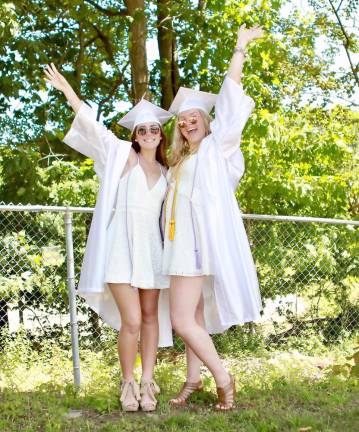 Kathleen Silverstein and Maeve Harrington celebrate.