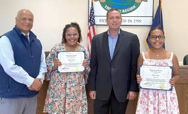 Monroe Town Supervisor Tony Cardone, Madison Lendor, County Executive Steve Neuhaus, and Hailee Lendor.