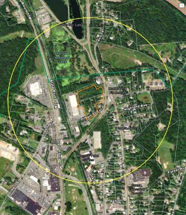 The proposed location of the 208 Business Center in the village of Monroe.