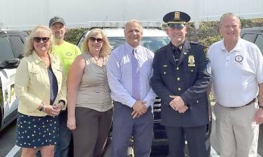 The Town of Monroe congratulates Sgt. Doug Krauss on his recent retirement from the Monroe Police Department. “We sincerely appreciate Sgt. Krauss’ commitment to protect and serve over the past 20 years with both the New York City Police Department and Monroe Police Department,” Supervisor Tony Cardone said. “We wish him much health and happiness in his next chapter.” Pictured from left to right: Town of Monroe employees Ann Marie Morris, George Kydon, Helen Knickerbocker, Town Supervisor Tony Cardone, Sgt. Doug Krauss and Orange County Legislator Pete Tuohy. Photo provided by the Town of Monroe.