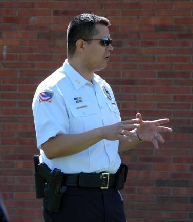 Woodbury Police Chief Richard Vasquez was among the top law enforcement officials on hand for the evacuation drill.