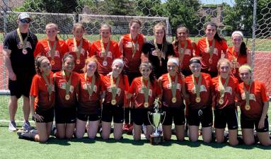 Pictured front row: Diane Lange, Shania Qu, Meghan Selvaggio, Amanda Donohue, Heather Molloy, Cassidy Stella, Jackie Post, Olivia Salkowsky and Courtney Key; in in the second row: Brendan Lawler, Victoria Harrison, Amaya Hill, Allison Harbolic, Kiera Cunningham, Olivia Shippee, Ella Natal, Lauren Morgante and Lindsay Sundheimer