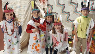 Native Americans Madison Kearney, Noah Torrellas, Willow Davies, Tori Doyle and Constantine McCarty. Photos provided by Ramona Adams/St. Paul Christian Education Center