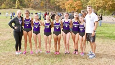 The 2019 OCIAA Champion Crusaders, Pictured from left to right are: Coach Ashley Vero, Leah Smith, Mia Sisilli, Cameryn Cain, Evelyn Gonzalez-Valle, Mairead Conlon, Sarah Molino, Samantha Apostolico and Head Coach Chris Goodwin.