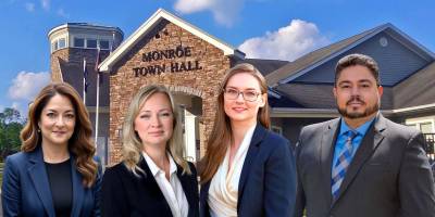 Pictured from from left to right are Monroe Town Justice Audra Schwartz, incumbent running for a third term; Bethany Stephens for Town Council; Maureen Richardson for Town Supervisor; and Luis Rivera for Town Council. Stephens, Richardson and Rivera are Democratic Primary candidates. All four candidates also will appear this November on the independent Preserve Monroe line. Preserve Monroe is a grassroots, independent line committed to protecting community’s character, encouraging responsible development and promoting transparency in local government. The Democratic primary is June 24. Provided photo.