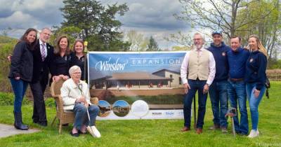 Seated is Virginia Mazza, the co-founder of Winslow. Standing from left to right are: Denyele Urciuoli (CLC Foundation), Warwick Town Supervisor Michael Sweetman, Susan Ferro (Winslow,), Nicole Ferro (Winslow), Mayor Michael J. Newhard, David Woglom (Woglom Construction, President), Christopher JP Collins (CJPC Architect) and Bonnie Woglom (Woglom Construction, VP). Photos by Luz P. Lopez.