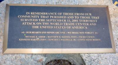 The names of the Monroe residents who died Sept. 11, 2001, terrorist attacks on the World Trade Center. Photos by Sammie Finch.