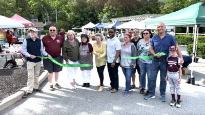 L to R: Michael Sweeton, Warwick Town Supervisor; Tom Howley, GWL Trustee; Nancy Cliffords; Annette Sanchez, Jean-Claude Bakery; Karen Wintrow, Lakeside Farmers Market Mgr; Chad Sellier, Trustee; Kelli Kelm, Trustee and Deputy Mayor; Chad Pilieri, Grow Greenwood Lake; Yolanda Sly, GWL Roasters and GWL Chamber Secretary; Jesse Dwyer, GWL Mayor (and Little League Coach); Jesse’s son Joseph