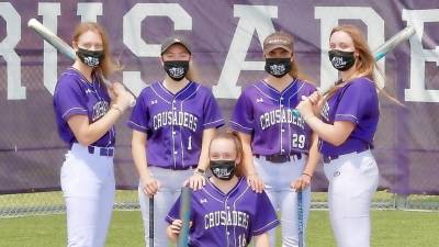 Monroe-Woodbury softball seniors are, from left, Samantha Ryan, Mckayla Murphy, Erin Warner, Nicole Palmer and Jessica O’Brien. Photo by William Dimmit.