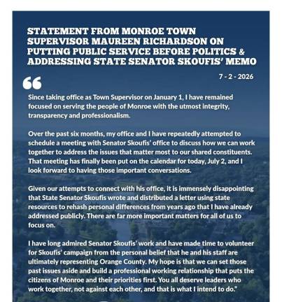 Monroe Supervisor responds to State Sen. James Skoufis.