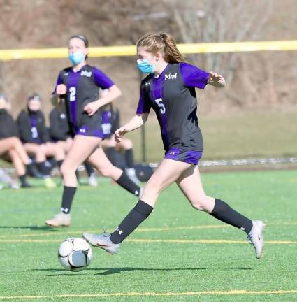 Emily Dovico’s penalty kick led to a Crusader goal.