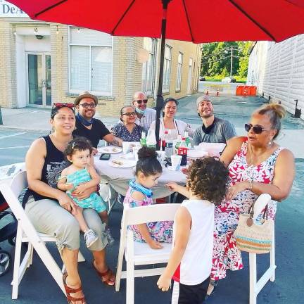 Family dinning in Monroe in these times of COVID-19. Photo provided by Cristina Kiesel.