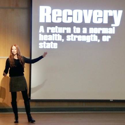 Carly Posey presents during the reunification center exercise.