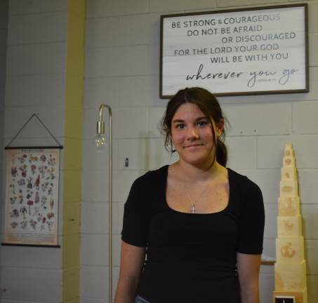 Ari Lombardi, 14, is among the oldest cohort at Ascend Academy in Milford, Pa. “I like being able to do things at my own pace,” she said. Her mom is a guide at the school.